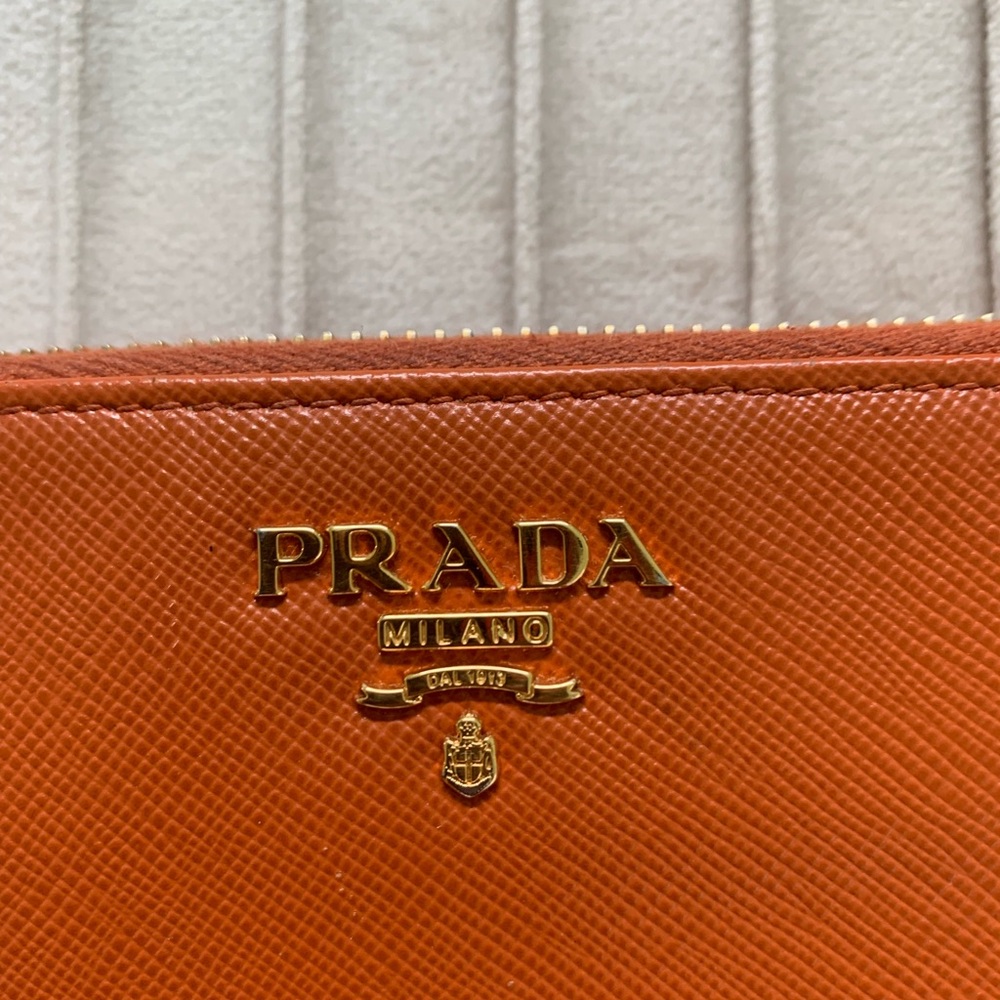 Prada Saffiano Leather Wallet | Papaya - Picture 9 of 15